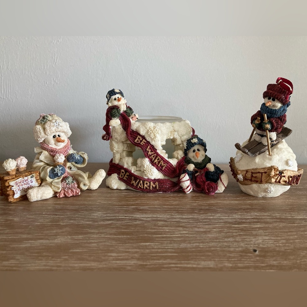 Boyd’s Bears Resin Snowman Figurine 3 Piece Set